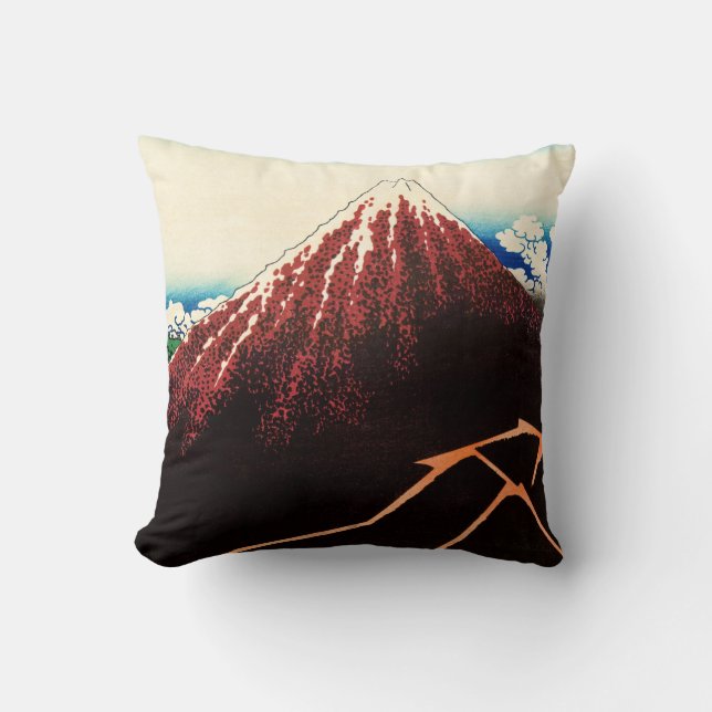 Coussin Katsushika Hokusai - Éclairages sous le sommet (Recto)