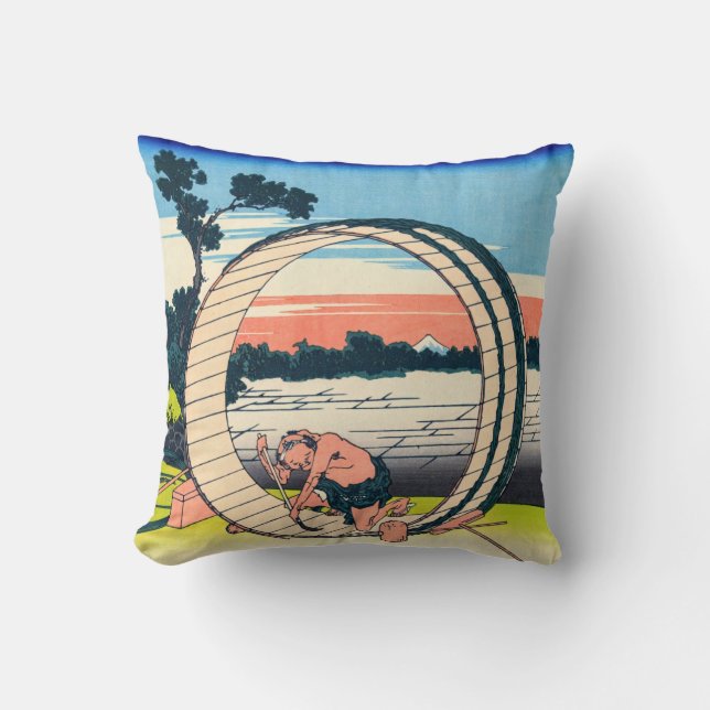 Coussin Katsushika Hokusai - Fujimigahara, province d'Owar (Recto)