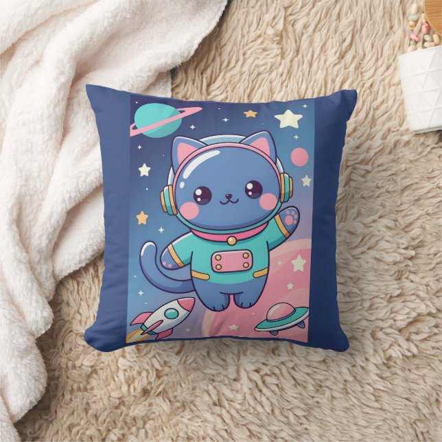 Coussin Kawaii Cat Astronaut Space Adventure Cute Cosmos (Couverture)
