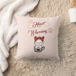 Coussin kawaii Coeur réchauffer amour pour les chats