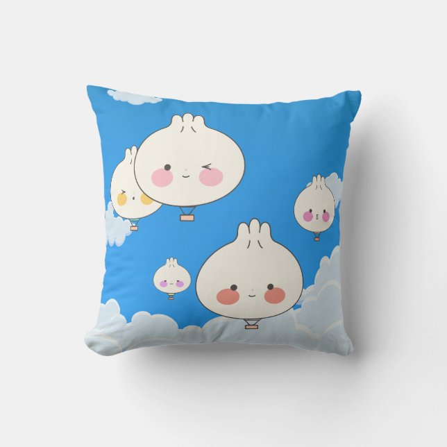 COUSSIN KAWAII DUMPLINGS BALLONS D'AIR DANS LE CIEL (Recto)