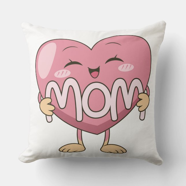 Coussin Kawaii Mom Heart Hug Design (Recto)