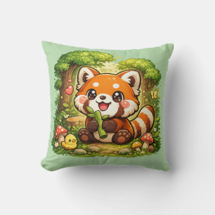 Coussin Kawaii Peluche Panda Rouge Mignon