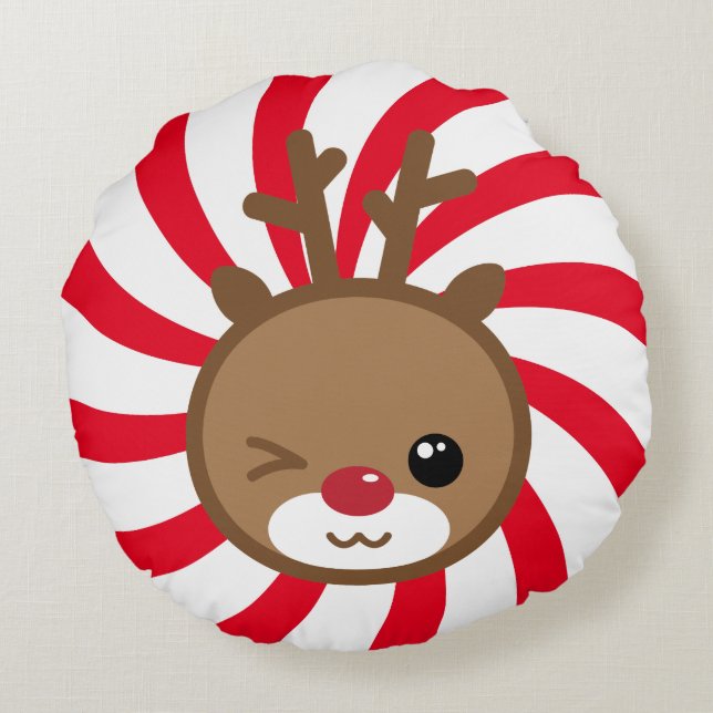 Coussin Kawaii Reindeer Round Pouf (Dos)
