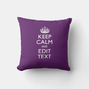Coussin KEEP CALM personnalisé et votre texte sur violet