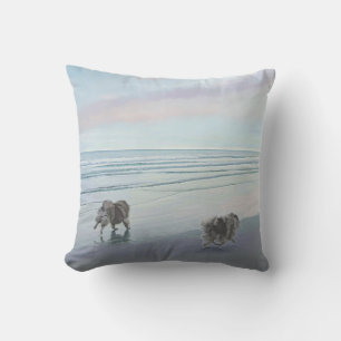 Coussin Keeshonds at the Seashore Peinture Dog Art