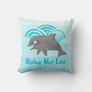 Coussin Keiki Aquarelle Dolphin Wave Engineer réversible