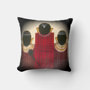 Coussin Kenya Famille Masaï Africaine Art Vintage Inspiré