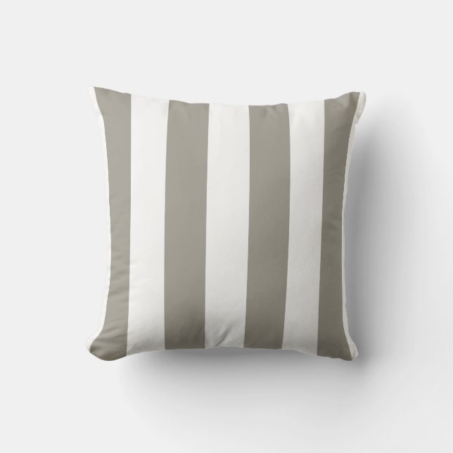 Coussin Khaki et blanc rayé (Recto)
