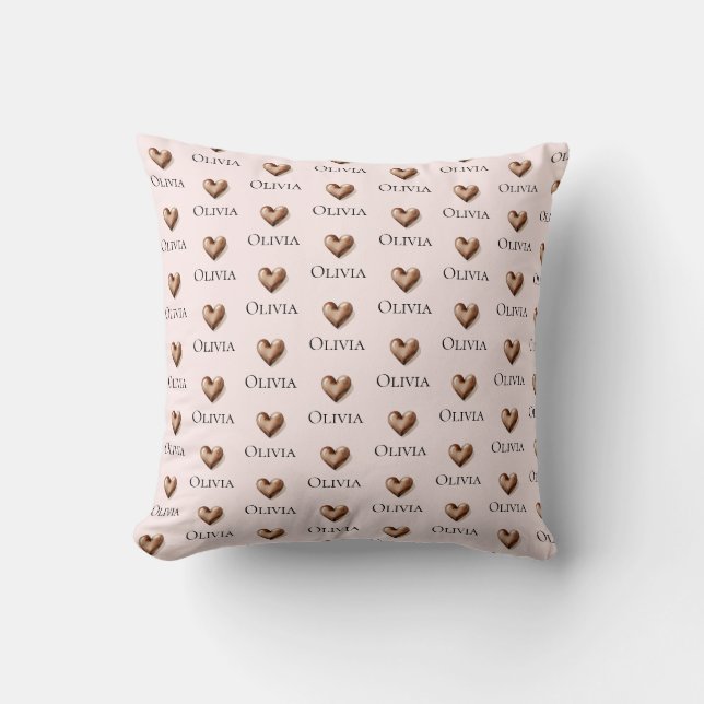 Coussin Kids Modern Blush Pink Nom Motif (Recto)