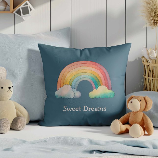 Coussin Kids Whimsical Pastel Rainbow in Clouds (Créateur téléchargé)