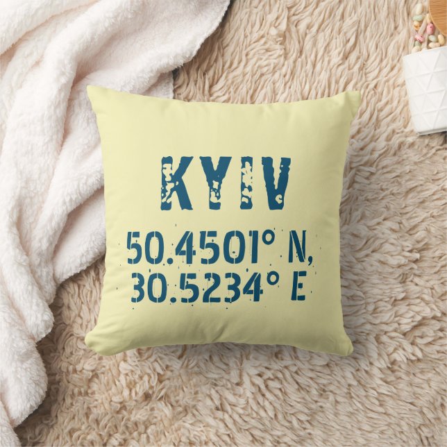 Coussin Kiev Ukraine Latitude & Longitude en détresse (Couverture)