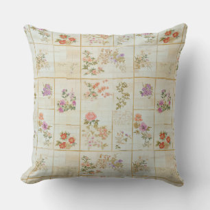 Coussin Kimono Floral Japonais Ancien Patchwork