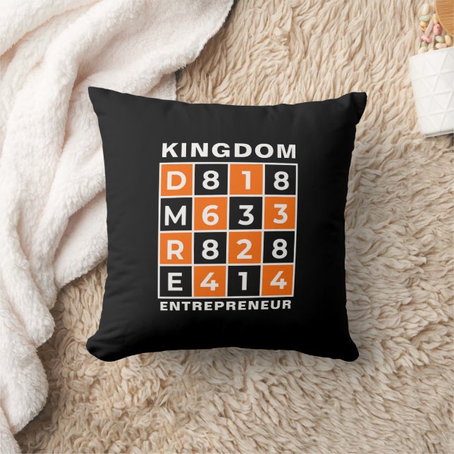 Coussin KINGDOM ENTREPRENEUR Bible chrétienne Verse (Couverture)