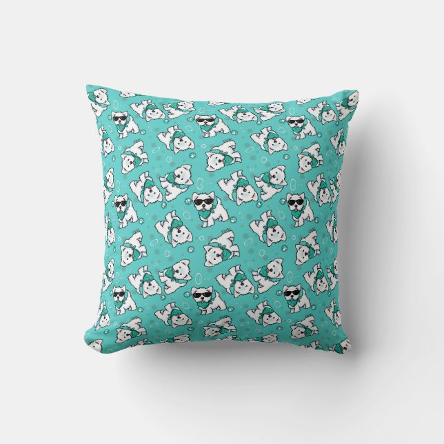 Coussin KiniArt Cutieface Westie Jeu d'oreiller (Recto)