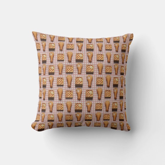 Coussin Kitsch drôle de poulet frit et de hippie de (Recto)