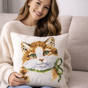 Coussin Kitten au Point de Croix