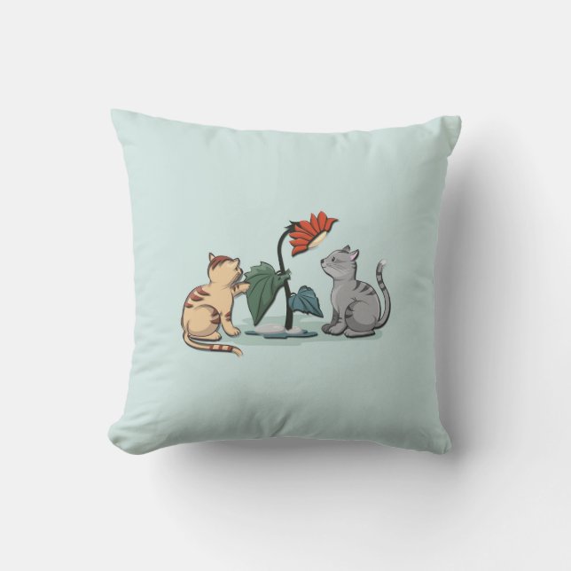 Coussin Kittens été délicieux de la mer vert (Recto)