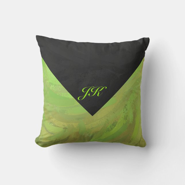 Coussin Kiwi Bash Vert et noir Monogramme (Recto)