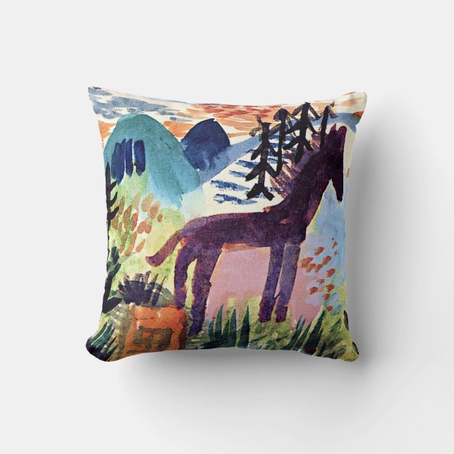 Coussin Klee - Le Cheval, célèbre peinture (Recto)