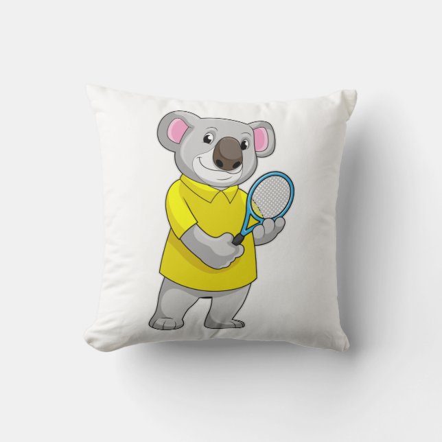Coussin Koala à Tennis avec raquette de tennis (Recto)