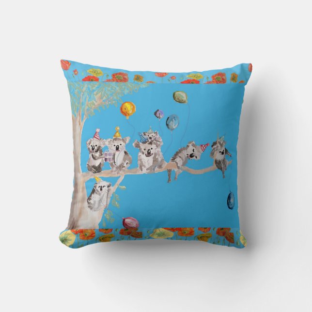 Coussin Koala Anniversaire fête Cute Koalas Enfants Coussi (Recto)