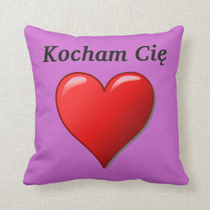 Coussin Kocham Cię - je t'aime dans le polonais