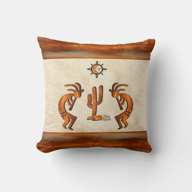 Coussin Kokopelli Et Cactus (Recto)