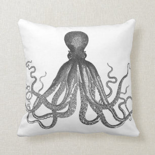 Coussin Kraken - Octopus géant noir / Cthulu