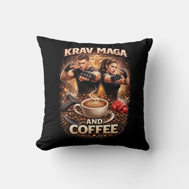 Coussin Krav Maga et Café (Recto)