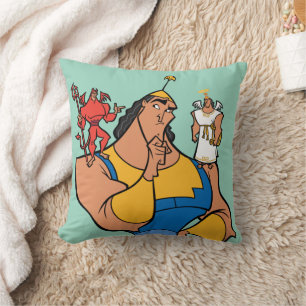 Coussin Kronk avec l'ange et le diable sur les épaules