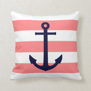 Coussin La Ancre Bleue De La Marine Sur Les Grèves Roses 