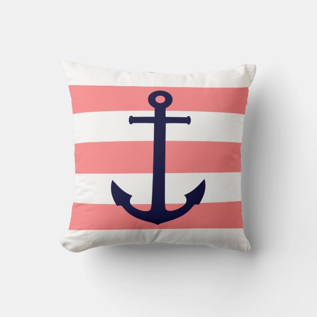 Coussin La Ancre Bleue De La Marine Sur Les Grèves Roses D (Recto)