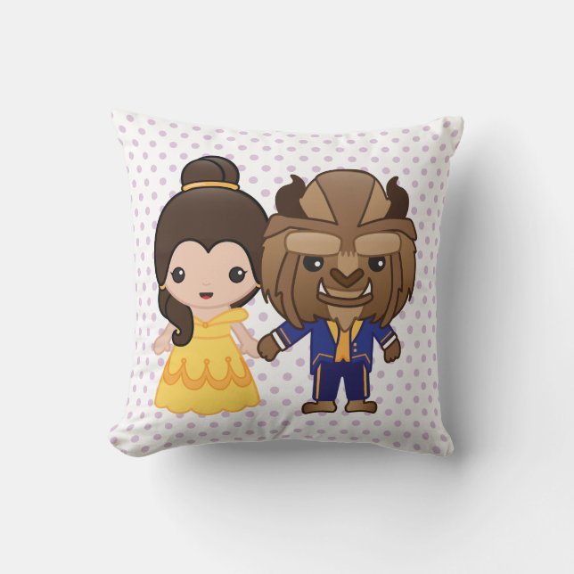 Coussin La beauté et l'Emoji des bêtes (Recto)
