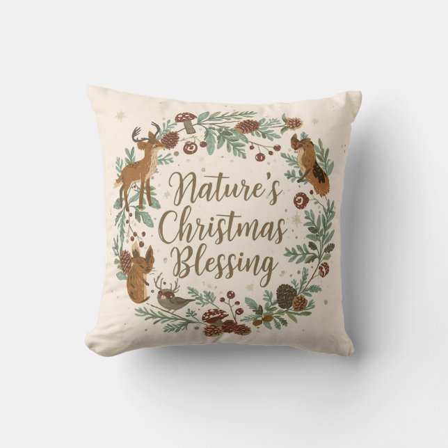 Coussin La Bénédiction de Noël de la Nature – Botanique Ru (Recto)