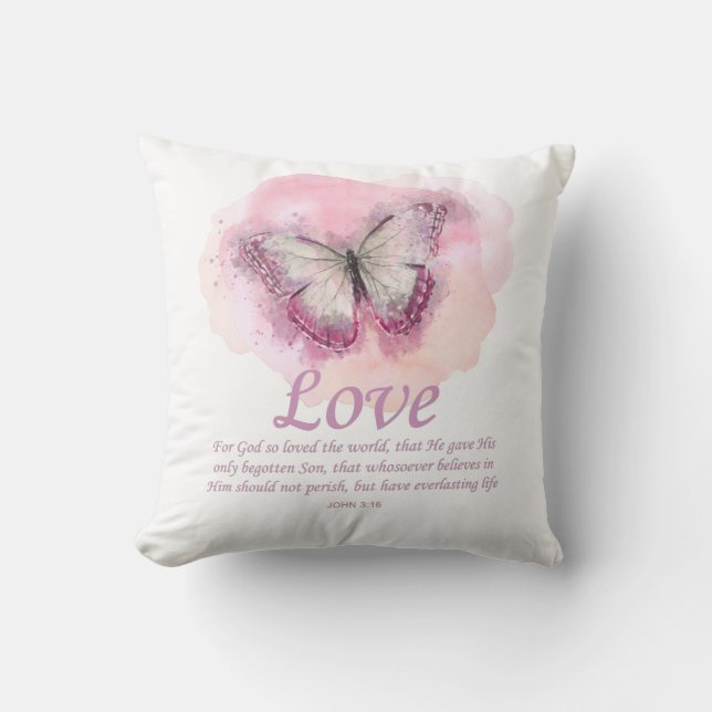 Coussin La Bible chrétienne des femmes Verse Papillon :Amo (Recto)