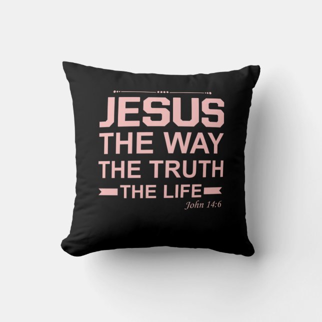 Coussin La Bible chrétienne Verse Jésus Vérité Vérité Vie (Recto)