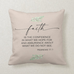 Coussin La Bible de Foi Verse des Hébreux 11:1