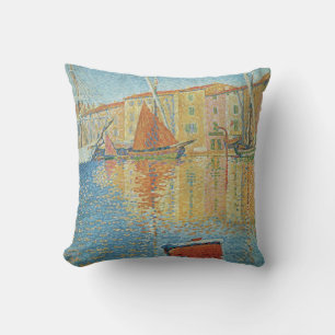 Coussin La Bouée Rouge par Paul Signac, Pointillisme Vinta