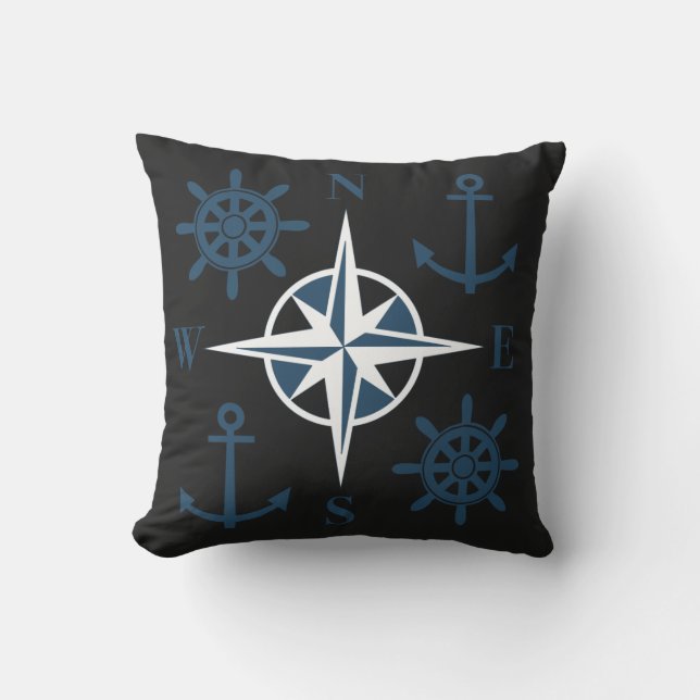 Coussin La boussole nautique de barre de bateaux ancre le (Recto)