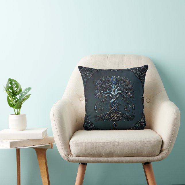 Coussin La brillance de l'arbre de vie les pierres précieu (Chaise)
