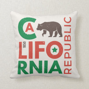 Coussin La Californie avec le logo d'ours gris
