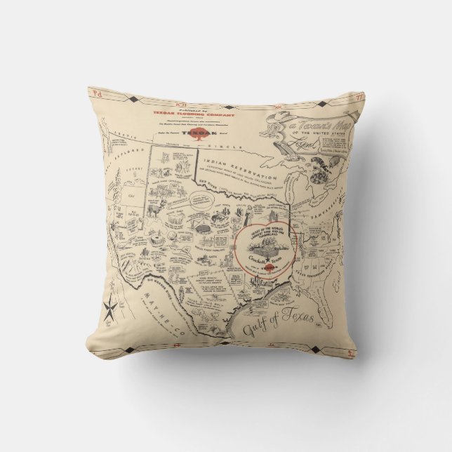 Coussin La carte d'un Texan des Etats-Unis (du Texas) (Recto)