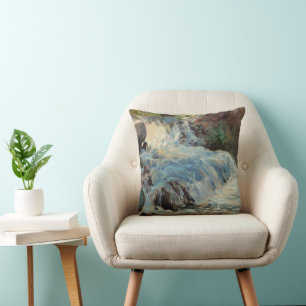 Coussin La Cascade par Twachtman, Impressionnisme Vintage