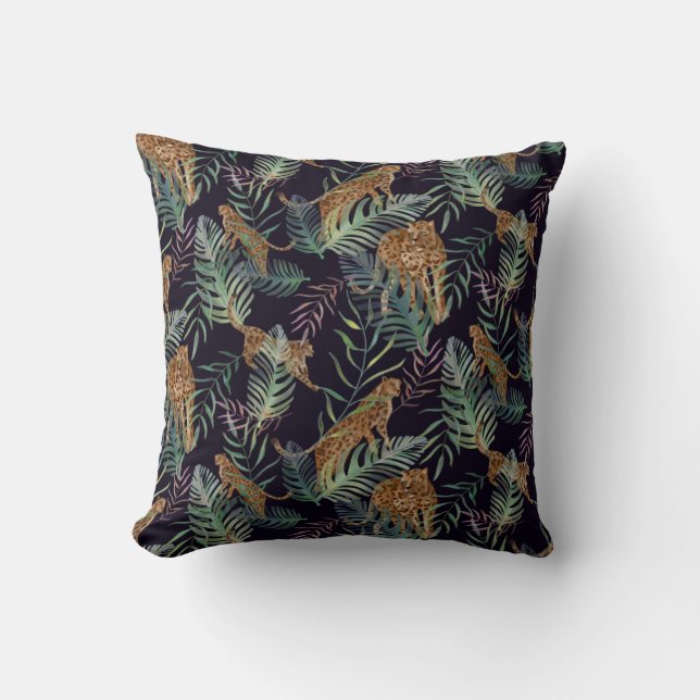 Coussin La chasse aux léopards dans la jungle. Chats sauva (Recto)