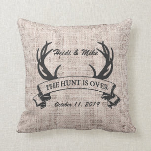 Coussin "La chasse est terminée" Rustique Antler Mariage c