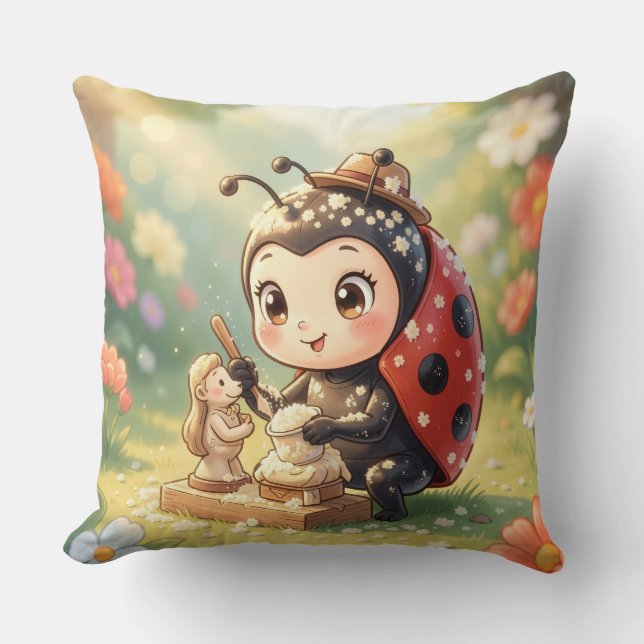 Coussin La coccinelle et le royaume caché du nectar.9 (Recto)