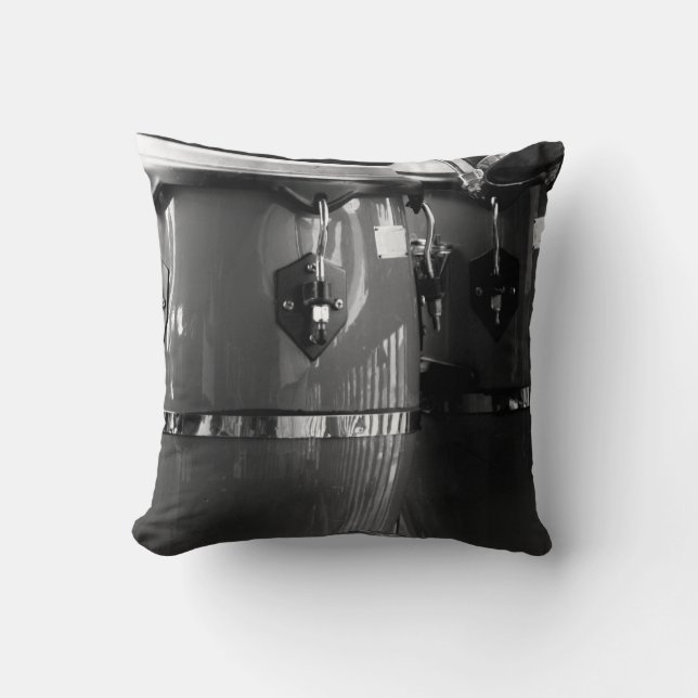 Coussin La Conga noire et blanche bat du tambour de la (Recto)