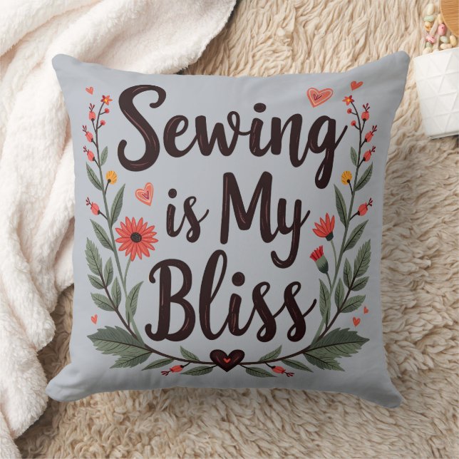Coussin La Couture Est Ma Belle Typographie Florale (Couverture)