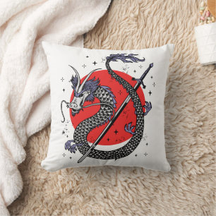 Coussin La défiance du dragon : une œuvre d'art chinoise m